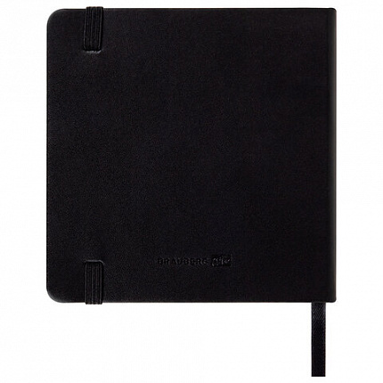 Скетчбук, слоновая кость+белая 140 г/м2, 120х120 мм, 80 л., КОЖЗАМ, резинка, BRAUBERG ART CLASSIC, черный, 116872