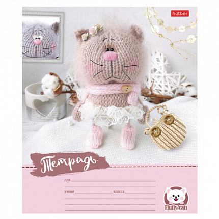 Тетрадь 12 л., HATBER узкая линия, обложка картон, "Уютные котики" (микс в спайке), 075154, 12Т5В7