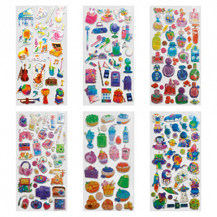 Наклейки гелевые "Красочное веселье", 17,5х9 см, ассорти 6 видов, FUNSTER (ФАНСТЕР), 666079