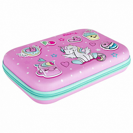 Пенал BRAUBERG KIDS большой удобный с откидной планкой, EVA, 22х15х4 см, "Unicorn dreams", 271557