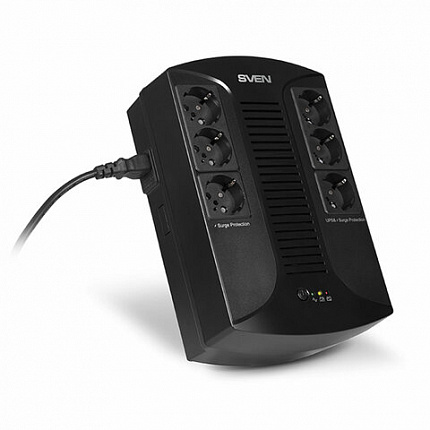 Источник бесперебойного питания SVEN UP-L1000E, 510VA (290 W), 6 евророзеток, SV-016593