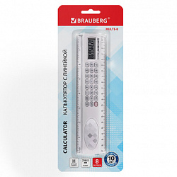 Калькулятор с линейкой 20 см, BRAUBERG MULTI-8 (53x210 мм), 8 разрядов, 250540
