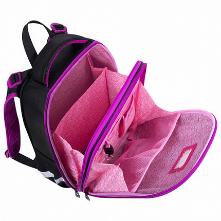 Ранец BRAUBERG SHINY, 2 отделения, с брелоком, "Волшебный кот", 38х28х14 см, 271381