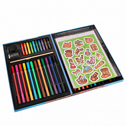 Набор ЮНОГО ХУДОЖНИКА "ОРЕЛ" для рисования и творчества в кейсе ЮНЛАНДИЯ, 75 предметов, 665674