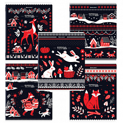 Тетрадь А5, 48 л., BRAUBERG, скоба, клетка, TWIN-лак, Орнамент из сказки (микс в спайке), 405650