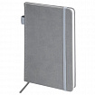 Блокнот А5 135x212 мм BRAUBERG "Edge", под кожу, резинка, держатель, 80 л., клетка, серый, 117146