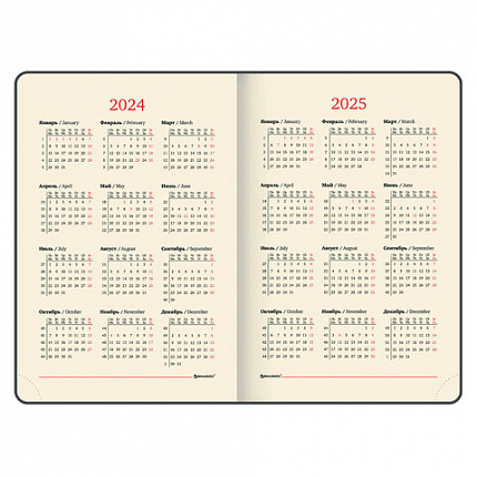 Ежедневник датированный 2024 А5 138x213 мм BRAUBERG "Cayman", под кожу, черный/коричневый, 114833