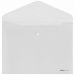 Папка-конверт с кнопкой BRAUBERG "SUPER", А4, прозрачная, ПРОЧНАЯ 0,2 мм, 272876