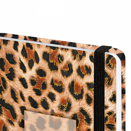 Ежедневник датированный 2026 с резинкой 145х203 мм, А5, BRAUBERG, твердый, фольга, "Леопард", 117334