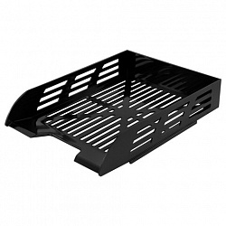 Лоток горизонтальный для бумаг BRAUBERG ECO, 330х245х65 мм, сетчатый, черный, 239011