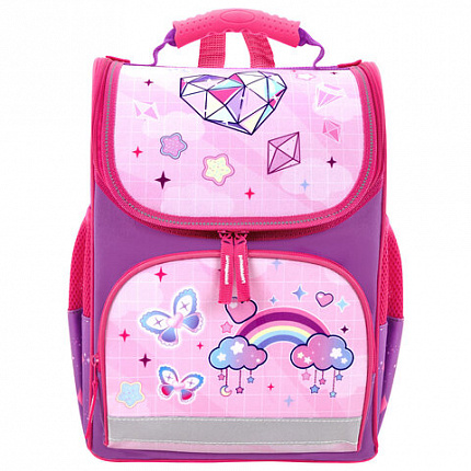 Ранец ПИФАГОР BASIC, 1 отделение, 3 кармана, эргономичная спинка, "Shining jewel", 35х28х18 см, 274421