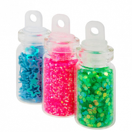 Блестки для декора НАБОР 24 вида по 2 грамма, в стеклянных тубах, ОСТРОВ СОКРОВИЩ, 665680