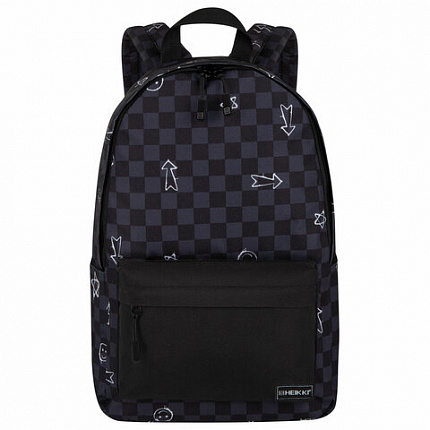 Рюкзак HEIKKI POSITIVE (ХЕЙКИ) универсальный, карман-антивор, "Gray Chess", 42х28х14 см, 273855