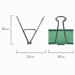 Зажимы для бумаг BRAUBERG, КОМПЛЕКТ 40 шт., 19 мм, на 60 листов, цвет металлик, пластиковый цилиндр, 223504