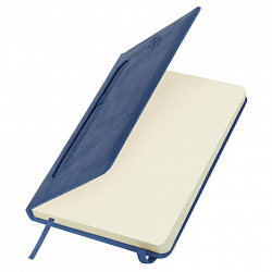 Ежедневник датированный 2026, А5, 138x213 мм, BRAUBERG "Optimal", под кожу, резинка, держатель для ручки, синий, 117464