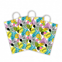 Крафт-пакет бумажный "Фрукты" 26х15х35 см, с кручеными ручками, плотность 100 г/м2, белый, 112252