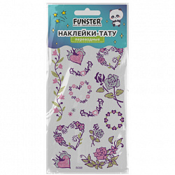 Наклейки-тату переводные "Блестящие", 15,5х9,5 см, ассорти 8 видов, FUNSTER (ФАНСТЕР), 666107