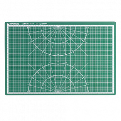 Коврик (мат) для резки BRAUBERG 3-слойный, А3 (450х300 мм), двусторонний, толщина 3 мм, зеленый, 236904