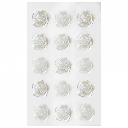Стразы самоклеящиеся "Розы", белые, 18 мм, 15 шт., на подложке, ОСТРОВ СОКРОВИЩ, 661580