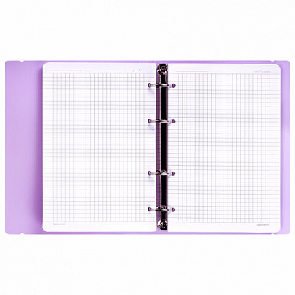Тетрадь на кольцах А5 175х220мм, 120л, пластик, с резинкой, BRAUBERG, Сиреневый, 404620