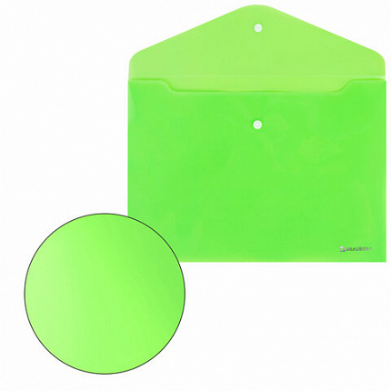 Папка-конверт с кнопкой А4, КОМПЛЕКТ 5 шт., яркие неоновые цвета ассорти, BRAUBERG "NEON", 272872