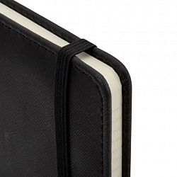 Блокнот А5 148x218 мм BRAUBERG "Optimal", под кожу, 80 листов, резинка, держатель для ручки, клетка, черный, 118634