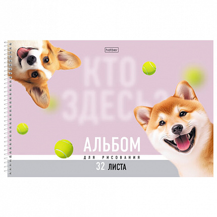 Альбом д/рис. А4 32л., спираль, Soft-touch ламинация, HATBER, 198х300мм, Кто здесь? (, 32А4лВсп