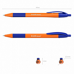 Ручка шариковая масляная автоматическая с грипом ERICH KRAUSE "U-209 Orange", СИНЯЯ, узел 1,0 мм, линия письма 0,3 мм, 47593