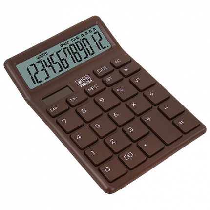 Калькулятор настольный BRAUBERG CH-12-BR (153х103 мм),12 разрядов, двойное питание, коричневый, 272961