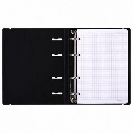 Тетрадь на кольцах А5 175х220мм, 120л, пластик, с резинкой, BRAUBERG, Черный, 404618