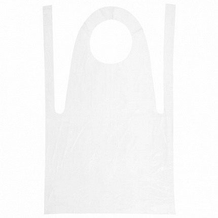 Фартуки полиэтиленовые, КОМПЛЕКТ 100 шт., одноразовые, размер 69 см х 107 см, плотность 14 мкм