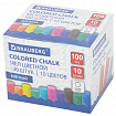Мел цветной круглый мягкий 100 штук, 10 цветов, BRAUBERG, картонная упаковка, 272769