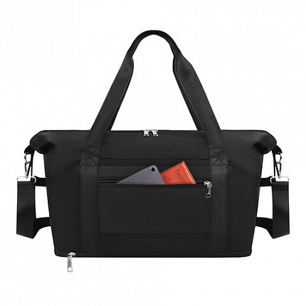 Сумка дорожная HEIKKI EXPAND (ХЕЙКИ), трансформер, багажная лента, черная, 40,5х23х42 см, 273875