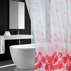 Шторка для ванной PEVA, 180х180 см, кольца в комплекте, дизайн ассорти, ЦВЕТЫ, WBZ (ВБЗ), 700071