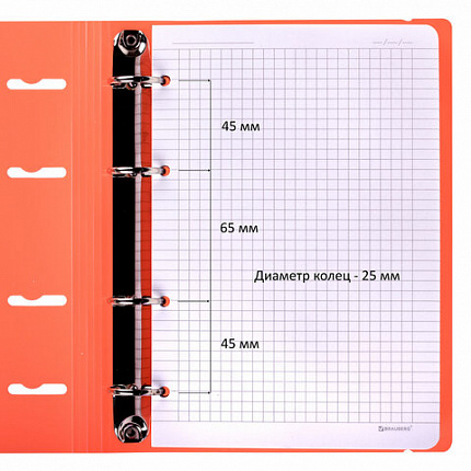 Тетрадь на кольцах А5 175х220мм, 120л, пластик, с резинкой, BRAUBERG, Коралловый, 404621
