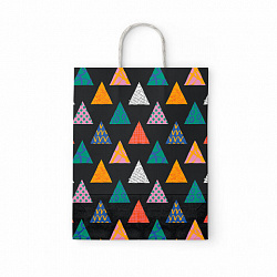 Крафт-пакет бумажный "Геометрия" 22х12х25 см, с кручеными ручками, плотность 100 г/м2, белый, 112290