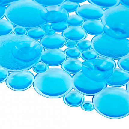 Коврик для ванны противоскользящий 68х37 см, "Пузыри", овальный, прозрачно-голубой, ПВХ, PRIMILA (ПРИМИЛА), 700381