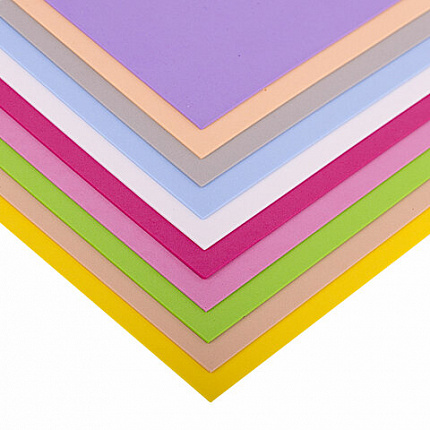 Пористая резина/фоамиран А4, 1 мм, НАБОР, 10 листов, 10 цветов, пастельные цвета, ОСТРОВ СОКРОВИЩ, 661695