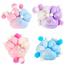 Игрушка-антистресс "ЦВЕТНАЯ КОШАЧЬЯ ЛАПКА С ПОМПОНАМИ", 7х6 см, ассорти 4 вида, дисплей, JOLLY JOT (ДЖОЛЛИ ДЖОТ), 665770