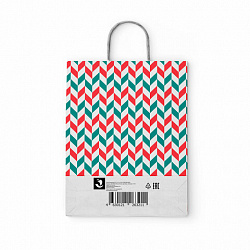 Крафт-пакет бумажный "Зигзаг" 26х15х35 см, с кручеными ручками, плотность 100 г/м2, белый, 113211