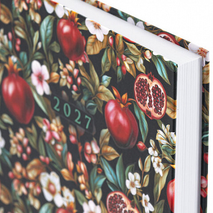 Ежедневник датированный 2027 145х215 мм, А5, STAFF, ламинированная обложка, "Гранаты", 117790