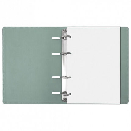 Тетрадь на кольцах А5 (180х220 мм), 120 листов, под кожу, клетка, BRAUBERG "Joy", бирюзовый/серо-голубой, 129993