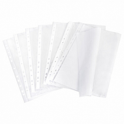 Папки-файлы перфорированные А4+ BRAUBERG, КОМПЛЕКТ 50 шт., гладкие, ПЛОТНЫЕ, 60 мкм, 223084