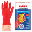 Перчатки МНОГОРАЗОВЫЕ латексные LAIMA, c ДЛИННОЙ МАНЖЕТОЙ 25 см, КРАСНЫЕ, размер L (большой), вес 80 г, 700530