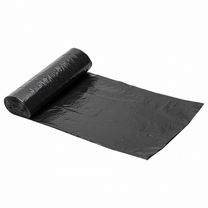 Мешки для мусора 30 л черные в рулоне 30 шт., ПНД 10 мкм, 50х60 см, ЛЮБАША, 608090