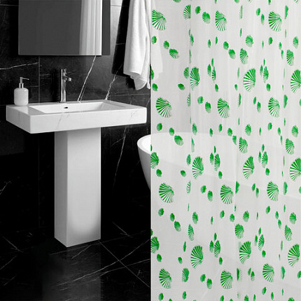 Шторка для ванной PEVA, 180х180 см, кольца в комплекте, дизайн ассорти, МОРЕ, WBZ (ВБЗ), 700069