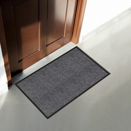 Коврик придверный 80х120 см, СЕРЫЙ, влаго-грязезащитный, 450 г/м2, ребристый, PRIMILA (ПРИМИЛА) EXTRA, 701025