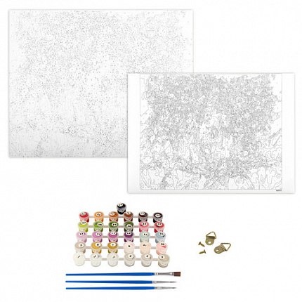 Картина по номерам 40х50 см ОСТРОВ СОКРОВИЩ "Натюрморт с сиренью и черешней" на подрамнике, акрил, кисти, 662912