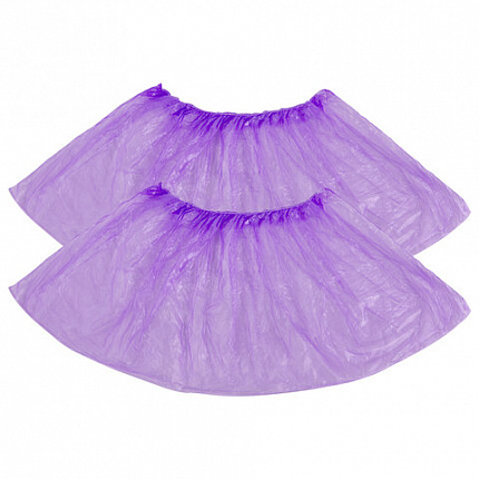 Бахилы MERIDIAN ПРОЧНЫЕ 3,8 г, фиолетовые, двойная резинка, КОМПЛЕКТ 100 штук (50 пар), 40х15 см, ПНД