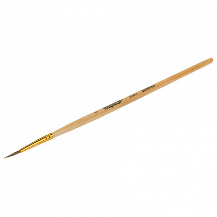 Кисть ПИФАГОР, БЕЛКА, круглая, № 1, деревянная лакированная ручка, с колпачком, 200815